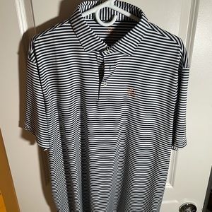 XL Rhoback navy blue white stripe performance polo